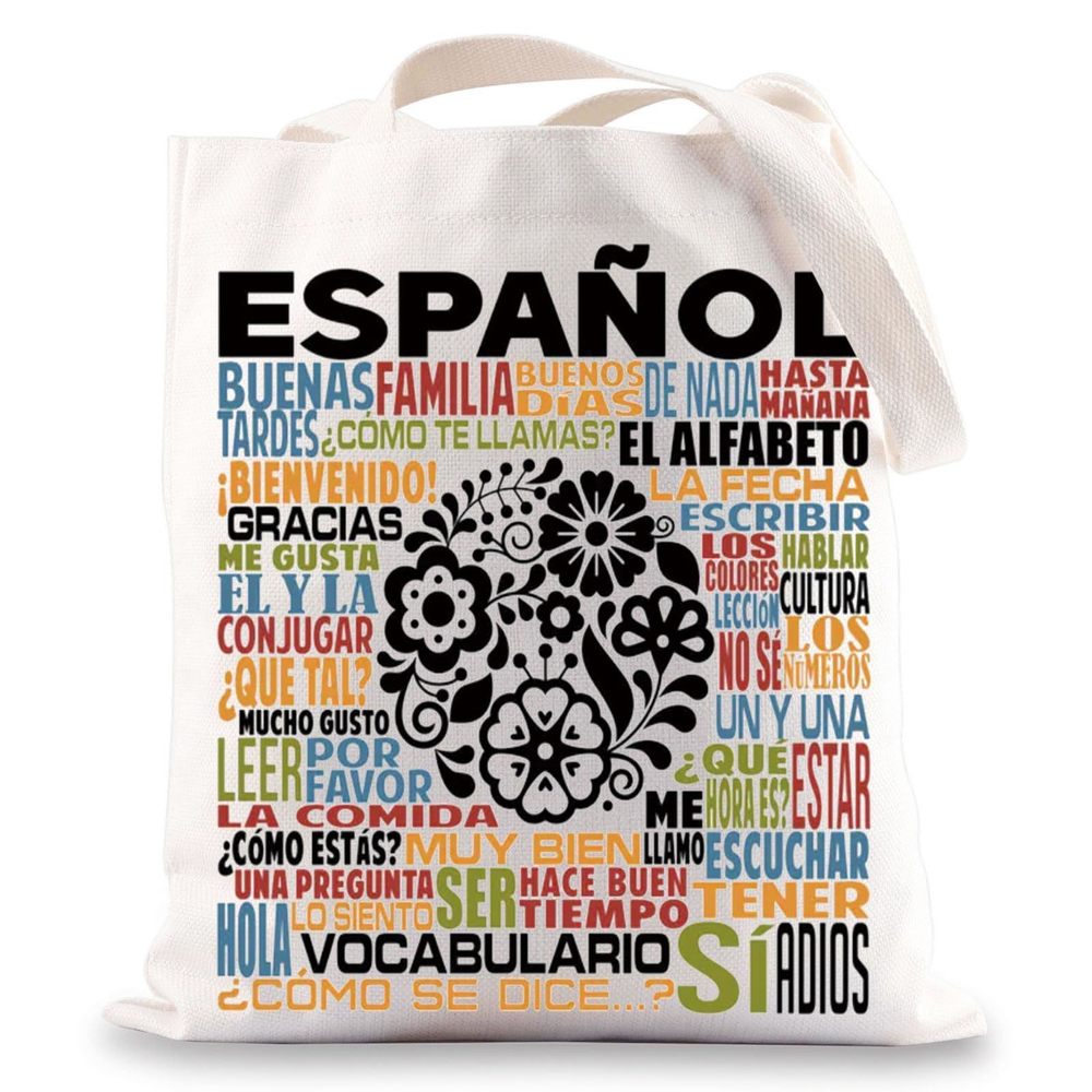 Espanol Canvas Tote Bag - Spanish Teacher Gift - Mom Shoulder Bag Espanol Uwu :
